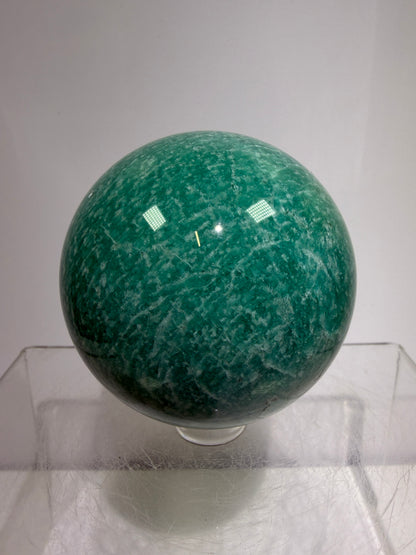 Amazonite Crystal Sphere. 60mm. Amazing Colors And Patterns. Gorgeous Flashy Display Sphere.