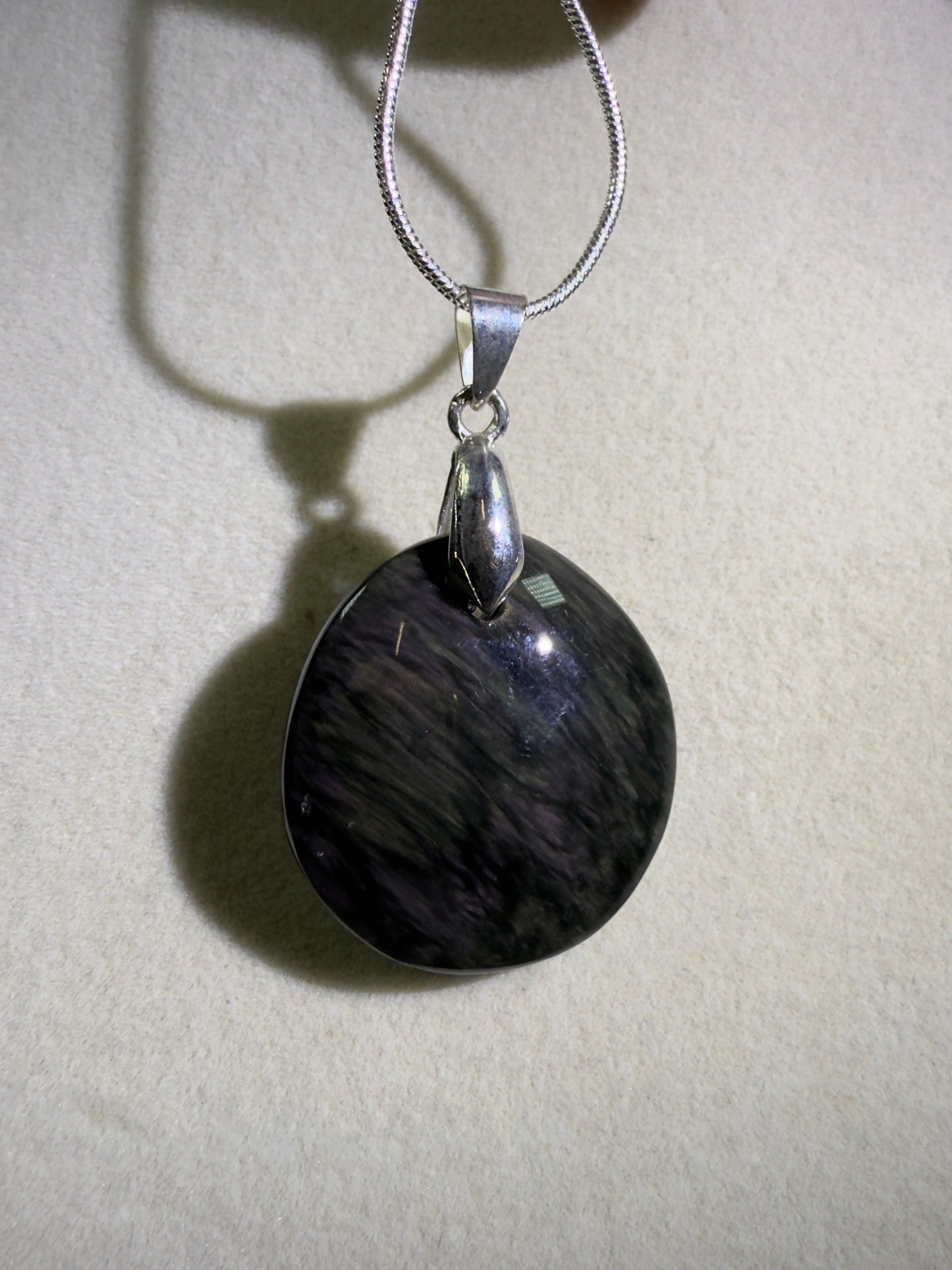 Velvet Obsidian Crystal Pendant. Rare Obsidian Cabochon. High Quality Jewelry