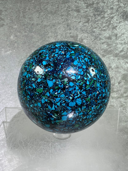 Chrysocolla Conglomerate Crystal Sphere. 74mm. Gorgeous Combination Of Rare Minerals. Stunning Colors!