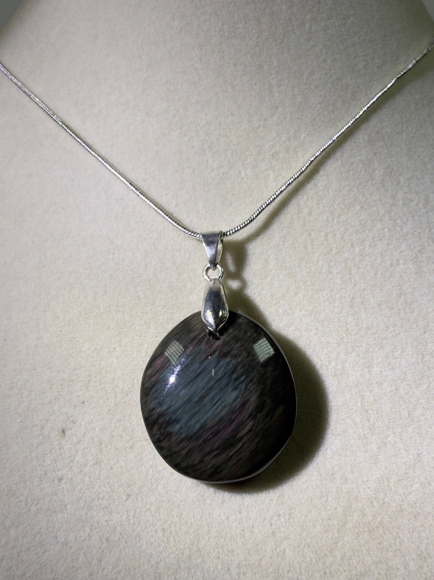 Velvet Obsidian Crystal Pendant. Rare Obsidian Cabochon. High Quality Jewelry