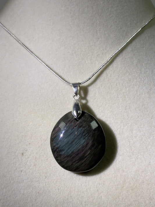 Velvet Obsidian Crystal Pendant. Rare Obsidian Cabochon. High Quality Jewelry