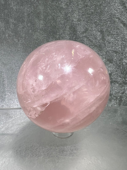 Rose Quartz Sphere. Rare Star Rose Quartz With Rainbows And Asterisms. High Quality Display Sphere.