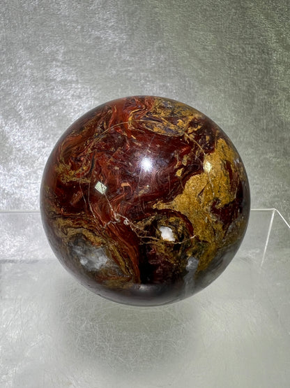 Pietersite Crystal Sphere. 66mm. Gorgeous Rare Red Pietersite Crystal. High Quality Display Sphere With Amazing Flash.