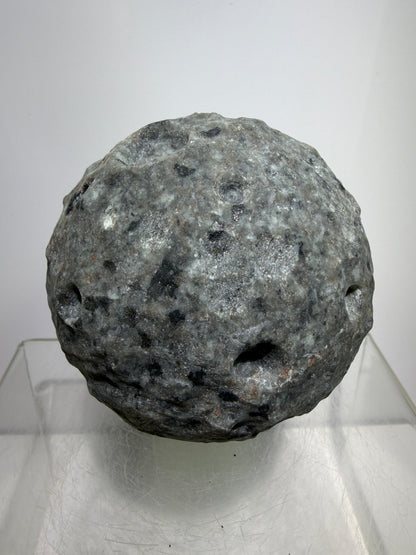 Yooperlite Moon Crystal Sphere. 72mm. Custom Carved Lunar Moonscape. Crazy Fireball Asteroid Display Sphere. Amazing UV Reactive Yooperlite