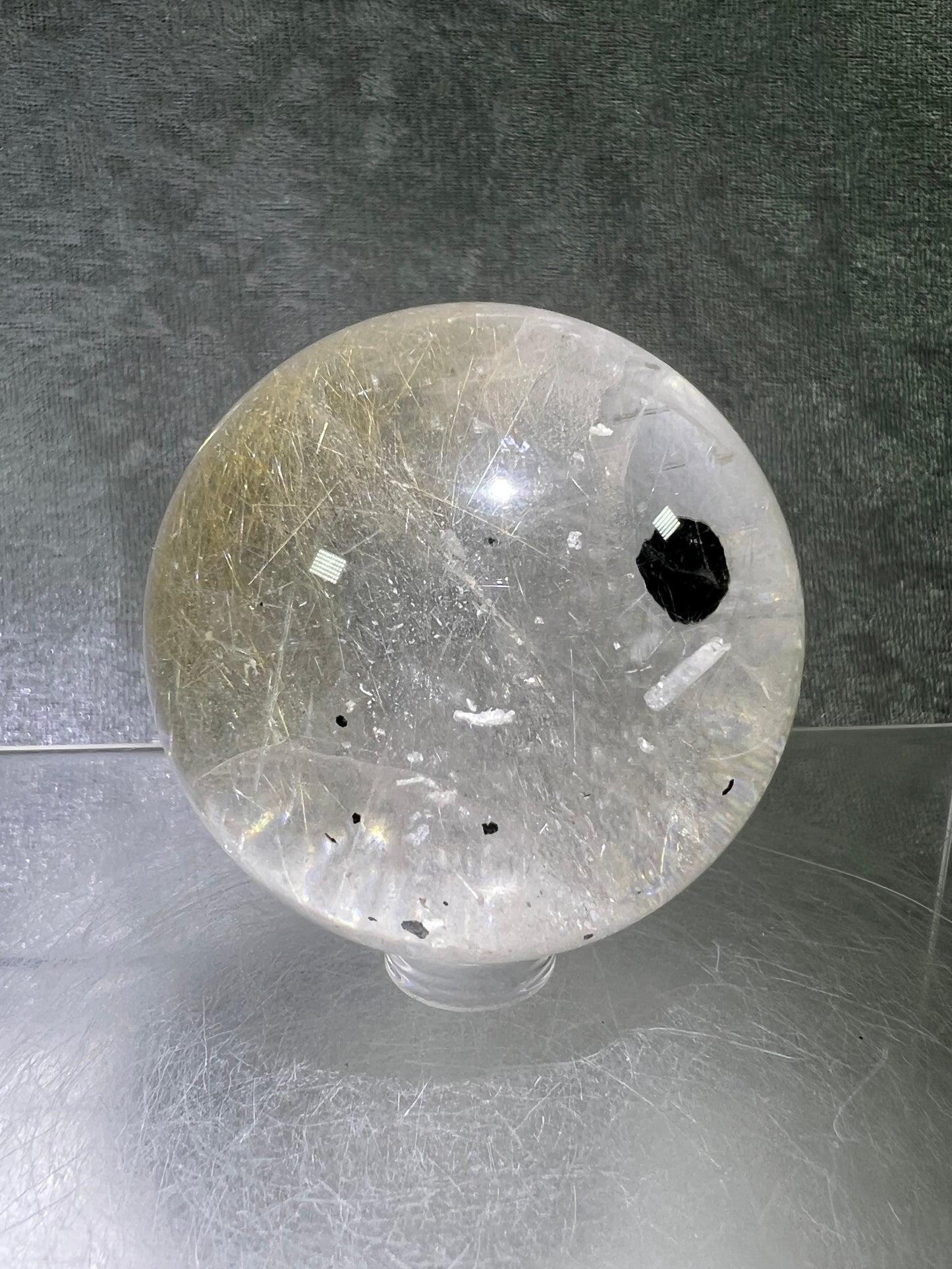 Rutile Quartz Sphere. 56mm. High Quality Golden Rutilated Quartz With Mica Inclusions. Gorgeous Rare Display Sphere