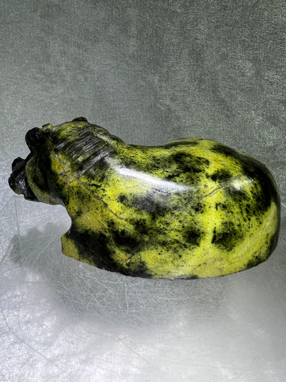 Leopard Stone Hippo Carving. Amazing Crystal Art From Zimbabwe. Incredible Collectors Piece.