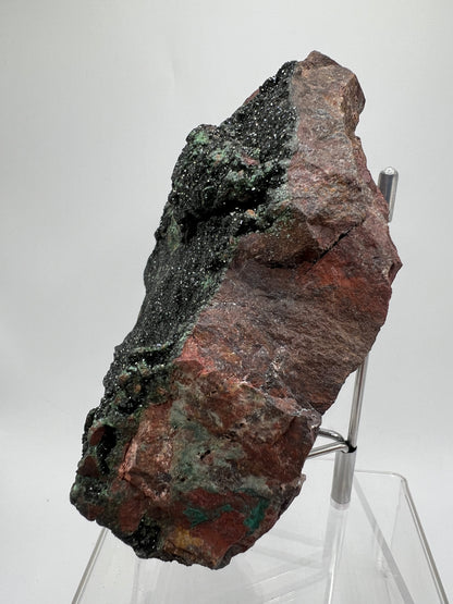 Libethenite Crystal Specimen. Rare Mineral Specimen With Malachite. Flashy Display Crystal
