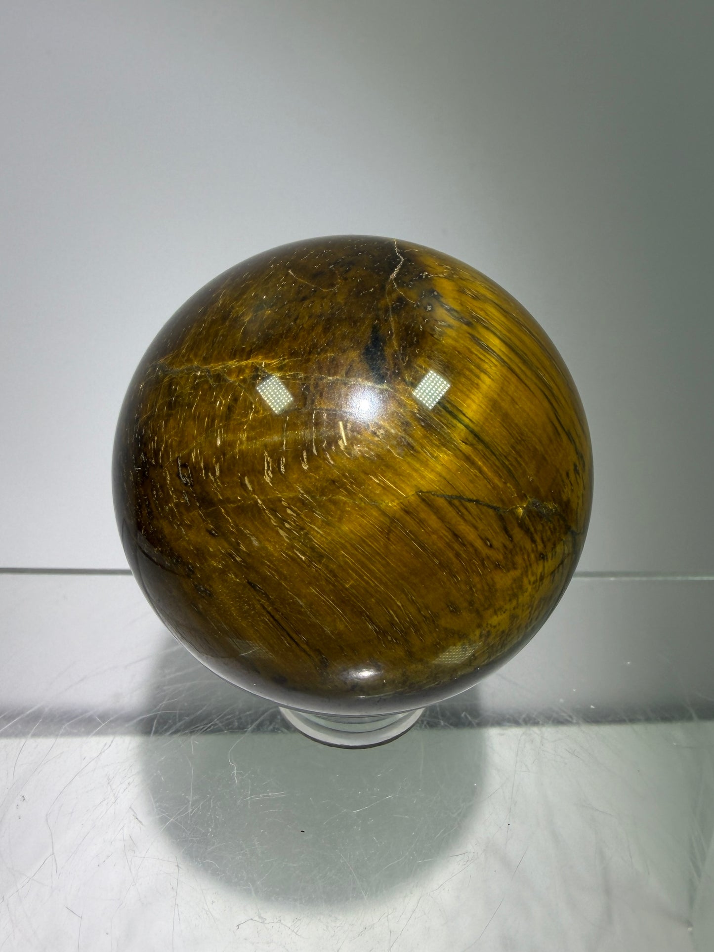 Blue Tigers Eye Sphere. Rare Blue And Gold Hawks Eye Crystal. Beautiful Colors And Flash