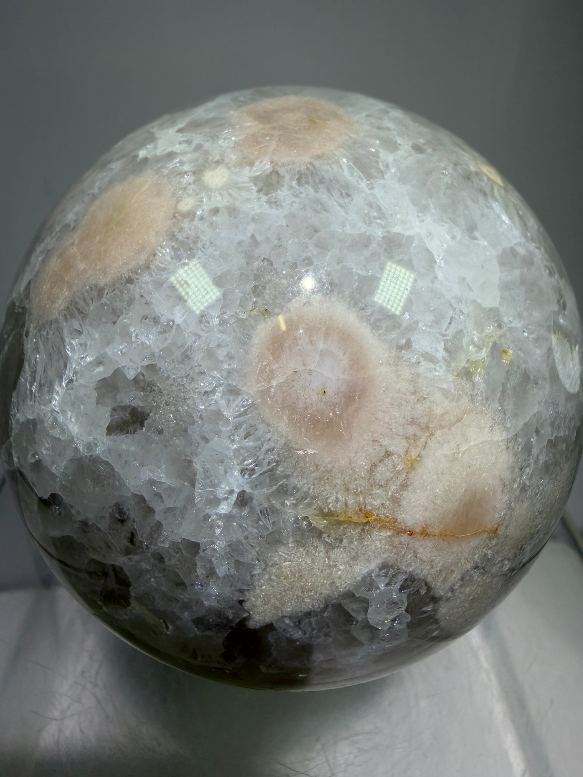 Flower Agate Sphere. 80mm. Amazing Pink Amethyst Flowers. Gorgeous One Of A Kind Display Sphere.