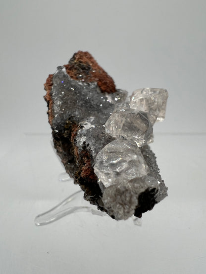 Black Diamond Calcite Specimen. Amazing Silver, Black, And Red Druzy Flash! Beautiful Calcite Crystals On Matrix. High Quality Display Piece