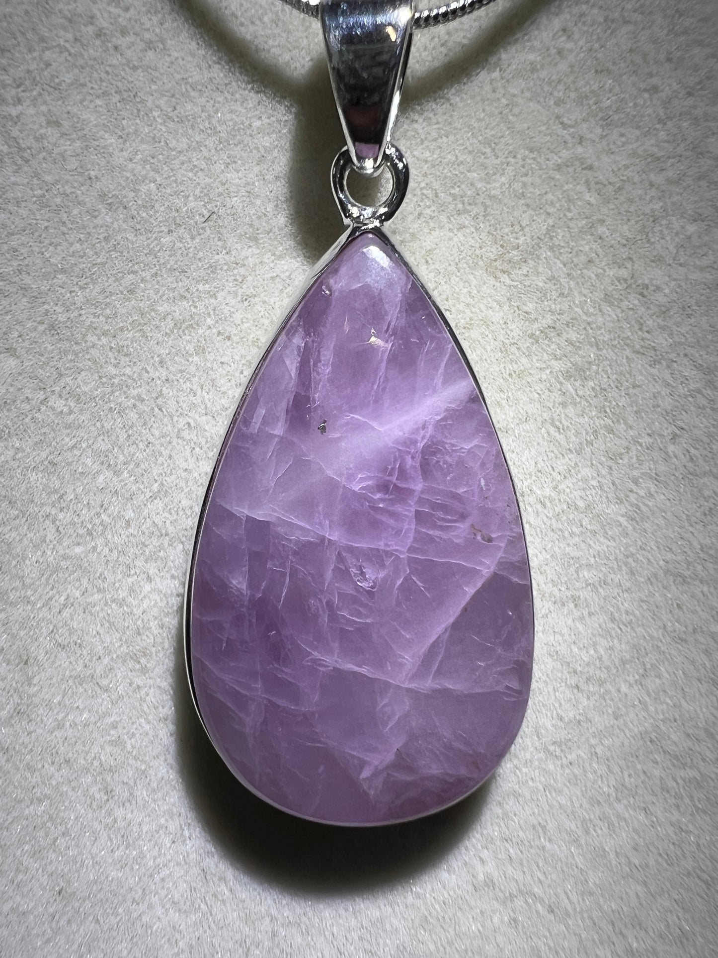 Kunzite Crystal Pendant. Beautiful S925 Silver Crystal Jewelry. Amazing Colors With Great Flash!