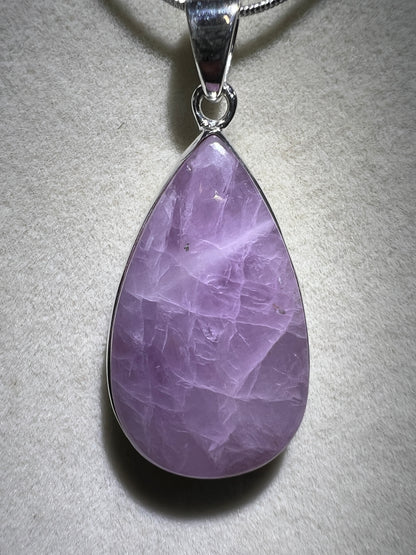 Kunzite Crystal Pendant. Beautiful S925 Silver Crystal Jewelry. Amazing Colors With Great Flash!