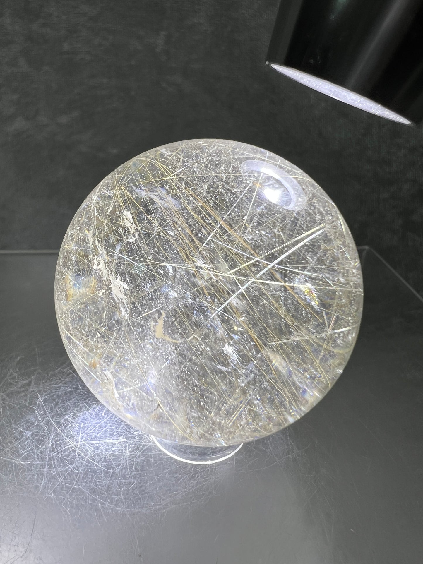 Rutile Quartz Sphere. Beautiful Rare Golden Rutilated Quartz. Stunning Display Sphere