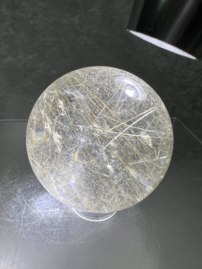 Rutile Quartz Sphere. Beautiful Rare Golden Rutilated Quartz. Stunning Display Sphere