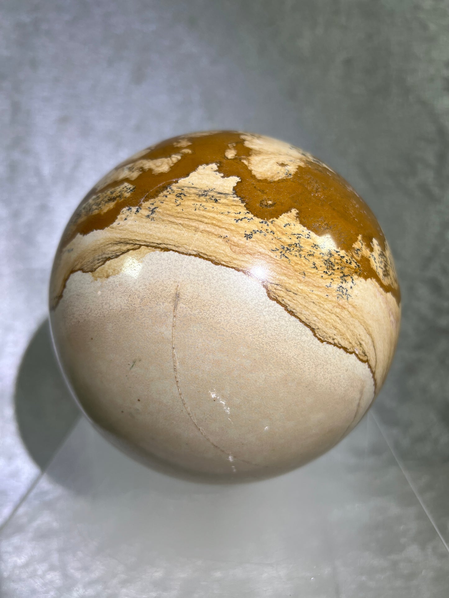 Picture Jasper Sphere. 125mm, 5.5lbs. Huge Rare Display Sphere. Amazing One Of A Kind Crystal From Namibia.