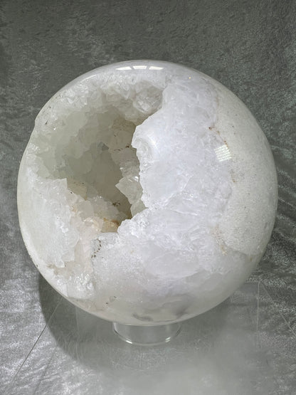 Aragonite And Quartz Druzy Sphere. 142mm, 6.2 lbs. Massive Rare Display Sphere.