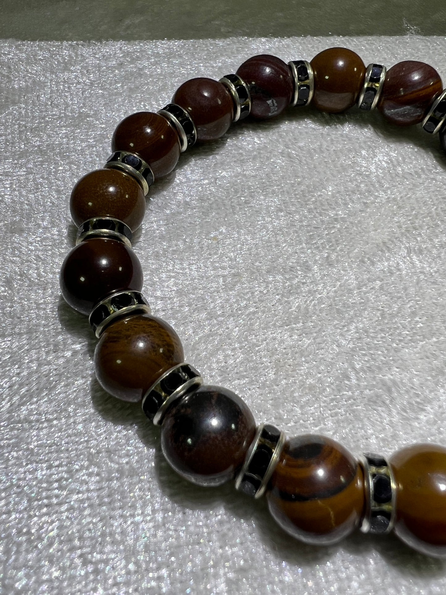 Tiger Iron Crystal Bead Bracelet. 10mm. Gorgeous Rare Crystal Bracelet With Amazing Spacers.