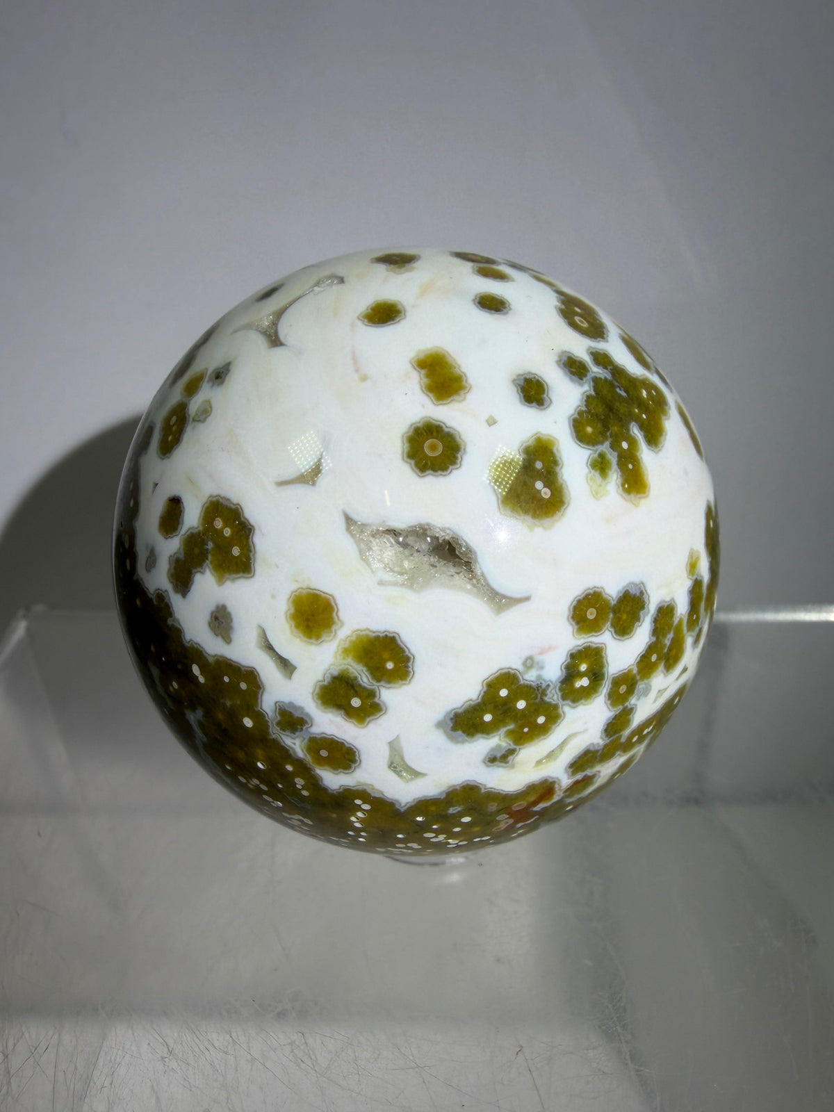Ocean Jasper Sphere. 49mm. Gorgeous Sugar Druzy. Stunning Rare Display Sphere.
