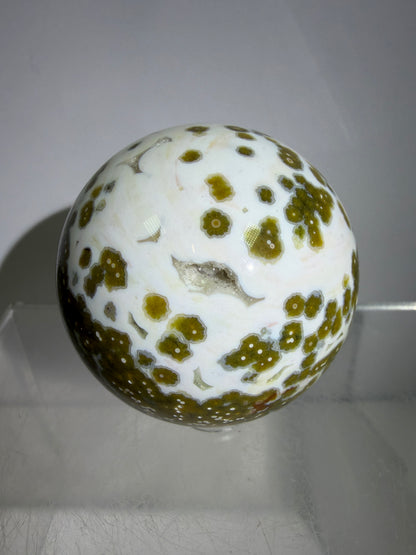 Ocean Jasper Sphere. 49mm. Gorgeous Sugar Druzy. Stunning Rare Display Sphere.