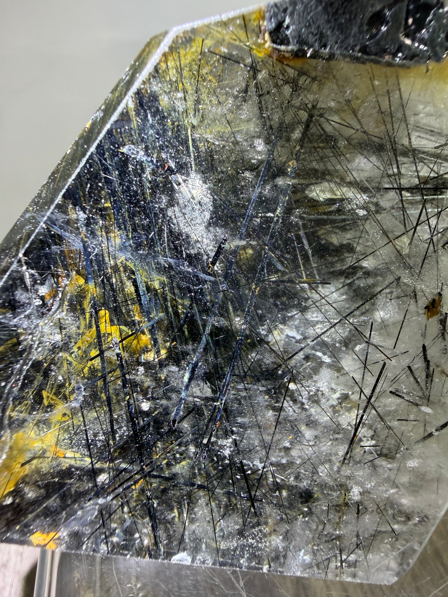 Tourmalinated Quartz Polished Freeform. Rare Large Black Tourmaline And Golden Healer.