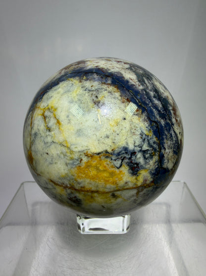 Pietersite Crystal Sphere. 72mm. Stunning Red And Blue Pietersite Crystal. High Quality Rare Display Sphere.