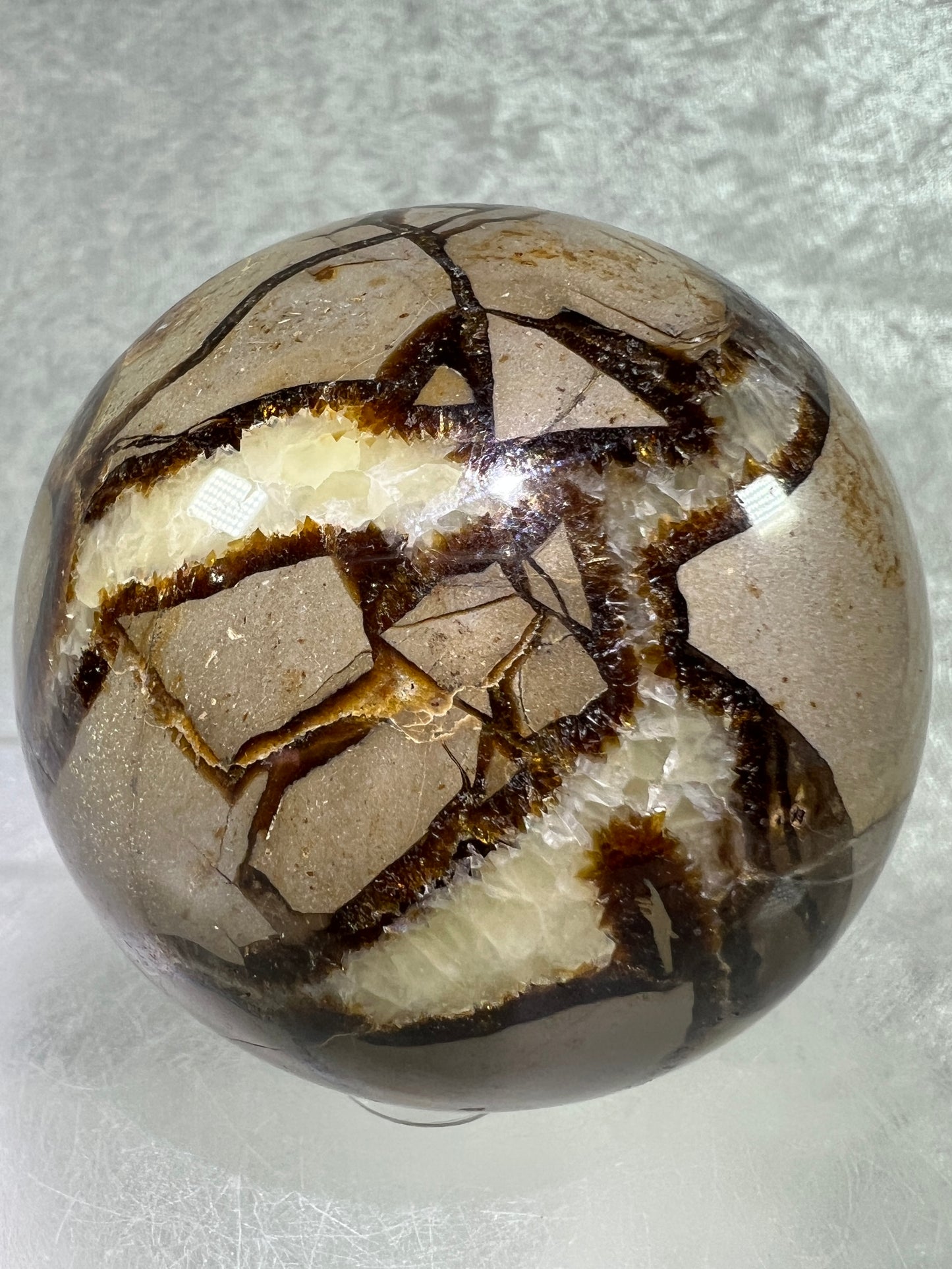 Septarian Crystal Sphere. 65mm. Amazing Dragons Egg Display Crystal. Extraordinary Mineral From Madagascar.