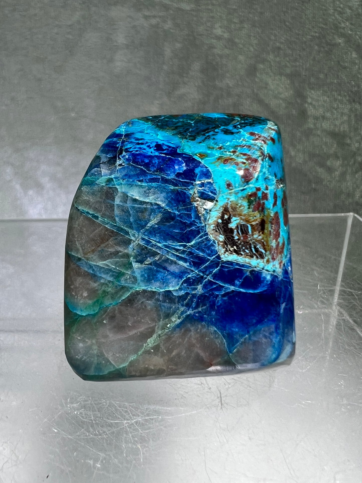 Shattuckite Polished Freeform. Gorgeous Blue Mineral From Namibia. Very Unique And Special Display Crystal.