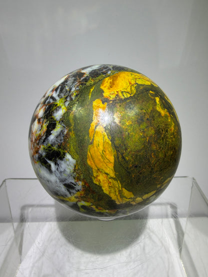 Realgar Crystal Sphere. 67mm. Rare Polished Display Sphere. Stunning Colors And Patterns