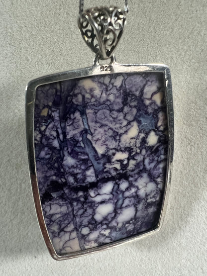 Tiffany Stone Pendant. Gorgeous Opalized Fluorite From Utah. Rare High Quality Necklace. S925 Silver Setting And Necklace