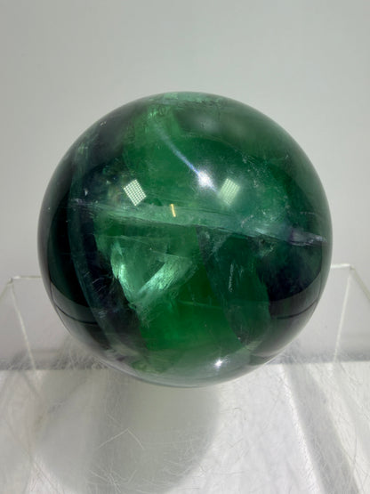 Green-Blue Fluorite Sphere. 63mm. Beautiful Display Sphere With Big Rainbows. Stunning Color Combinations