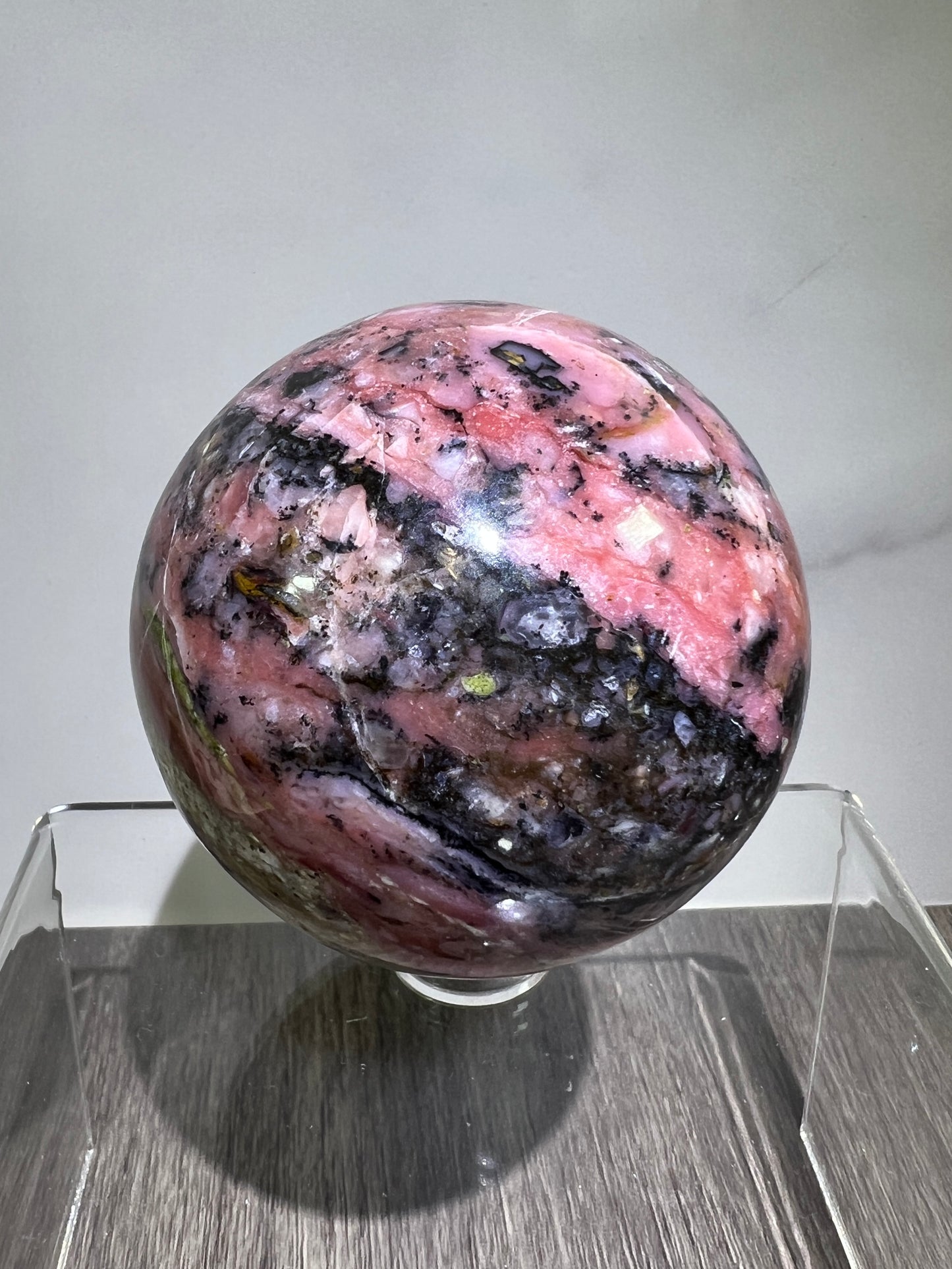Strawberry Pink Opal Sphere From Peru. 60mm. Gorgeous Bright Colors And Patterns. Amazing Rare Display Crystal.