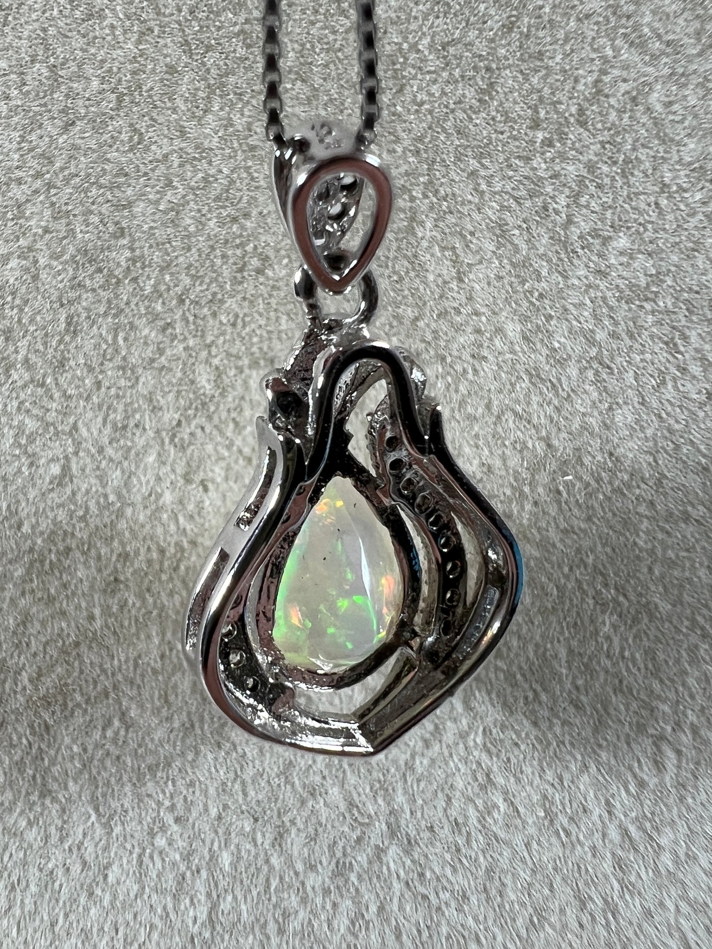 Opal Teardrop Pendant. S925 Silver Setting And Necklace. Incredible Play Of Color. Gorgeous High Quality Crystal Jewelry.