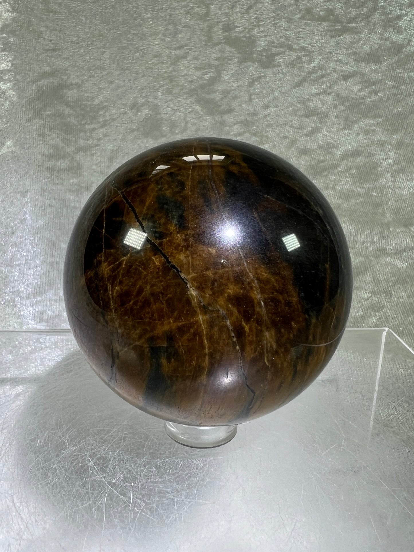 Blue Tigers Eye Sphere. Rare Blue And Gold Hawks Eye Crystal. Beautiful Colors And Flash