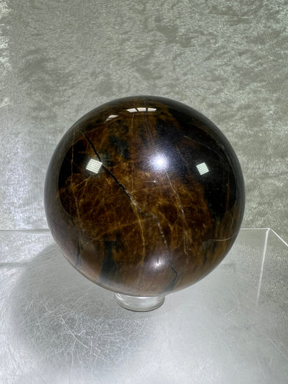 Blue Tigers Eye Sphere. Rare Blue And Gold Hawks Eye Crystal. Beautiful Colors And Flash