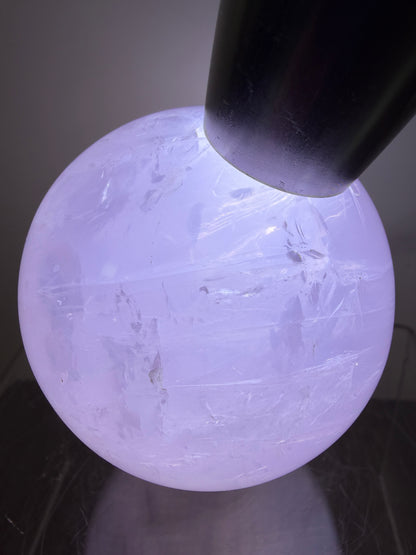 Lavender Rose Quartz Sphere. Rare Color Rose Quartz With Rainbows And Asterisms. High Quality Display Sphere.