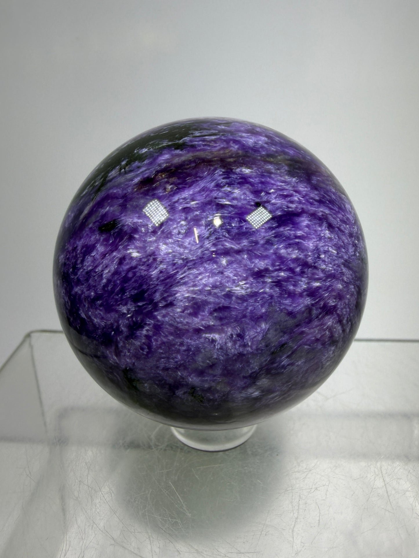 Charoite Crystal Sphere. 50mm. High Quality Beautiful Crystal. Amazing Patterns And Flash. Stunning Rare Crystal