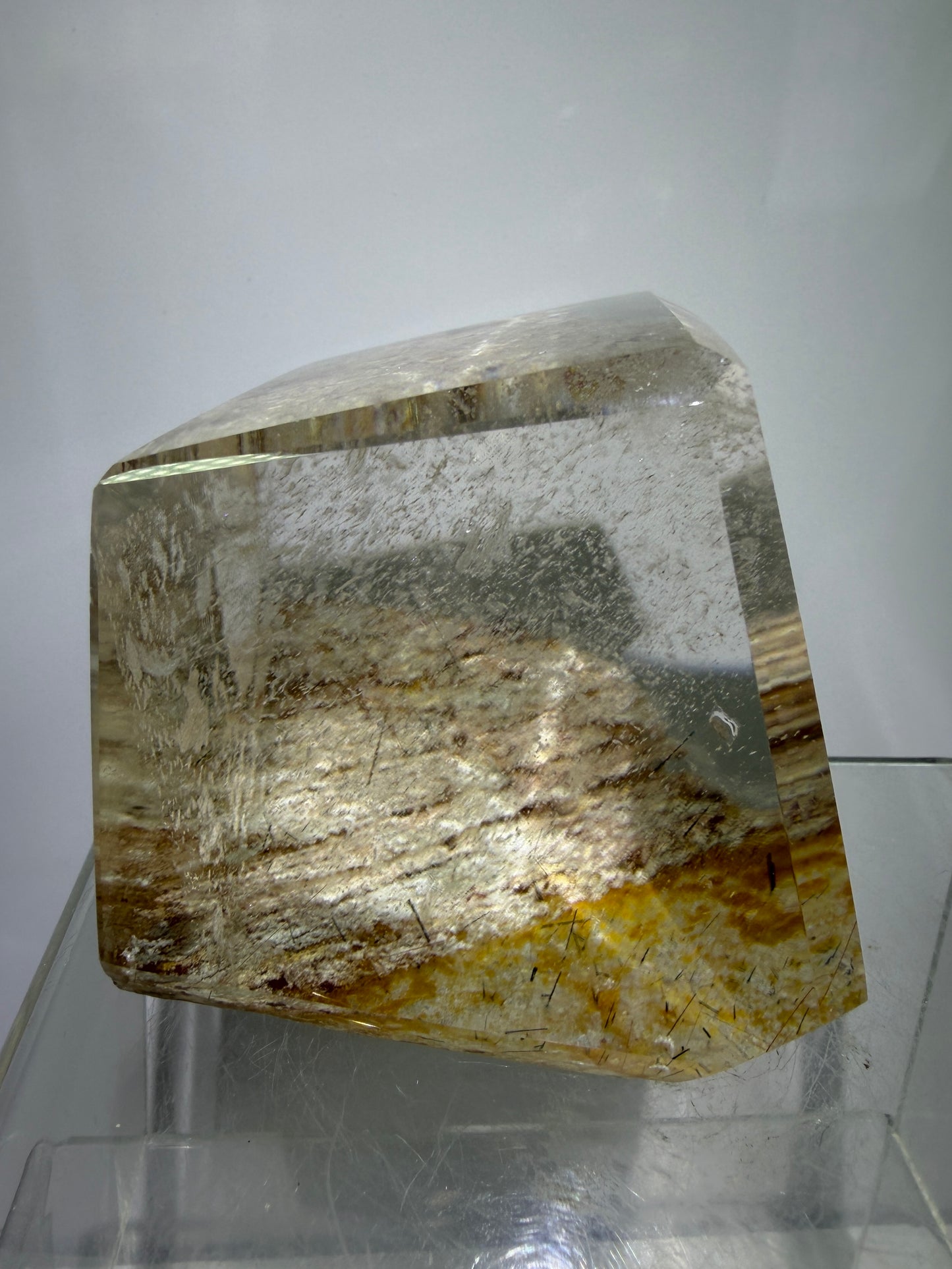 Garden Quartz Polished Freeform. Colorful Scenic Quartz With Tourmaline And Rutile From Brazil.