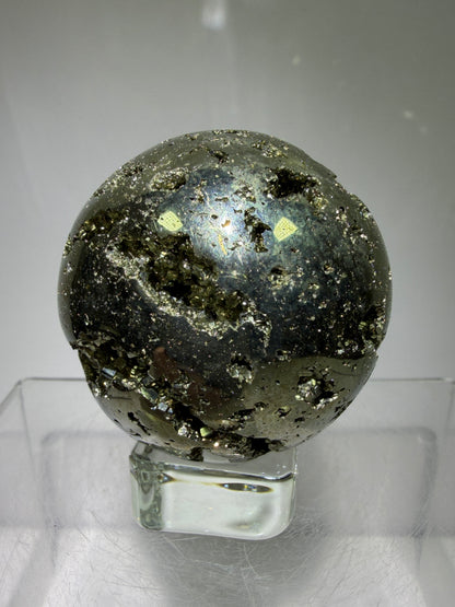 Pyrite Crystal Sphere. 52mm World Class Display Sphere From Peru. Gorgeous Top Quality Cubic Druzy