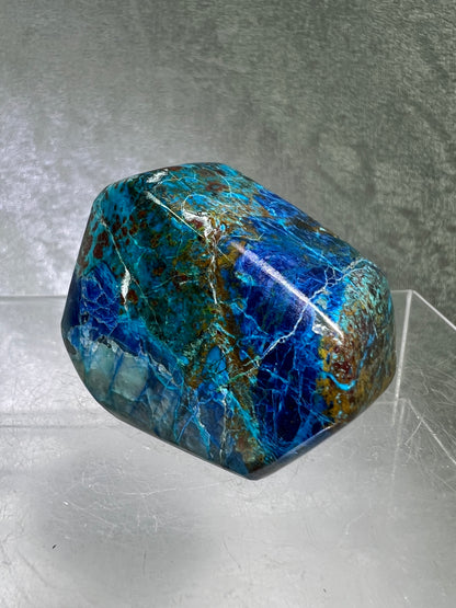 Shattuckite Polished Freeform. Gorgeous Blue Mineral From Namibia. Very Unique And Special Display Crystal.
