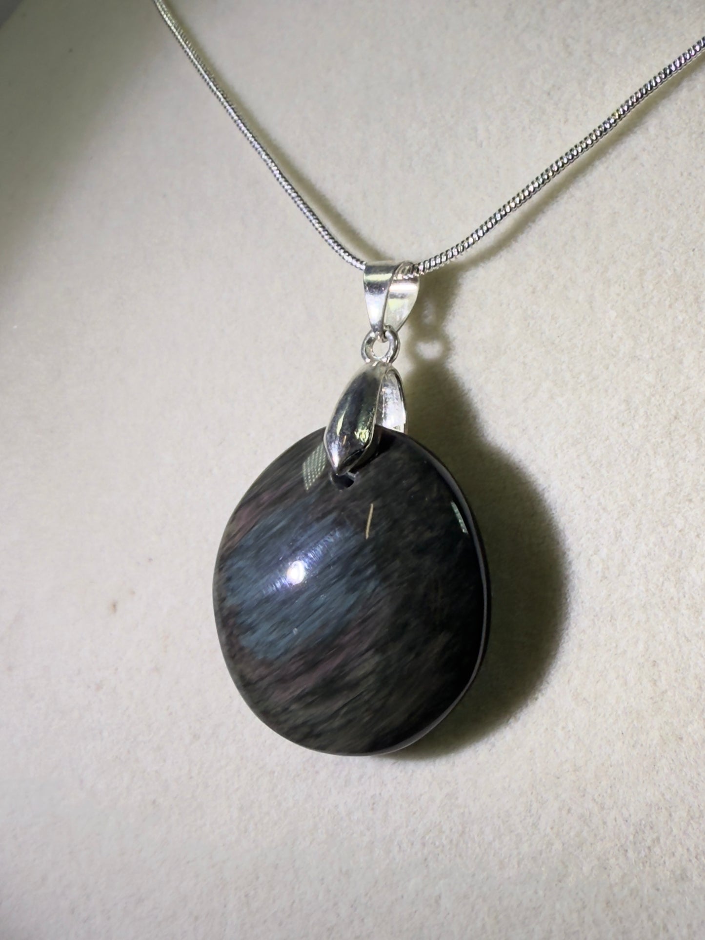Velvet Obsidian Crystal Pendant. Rare Obsidian Cabochon. High Quality Jewelry