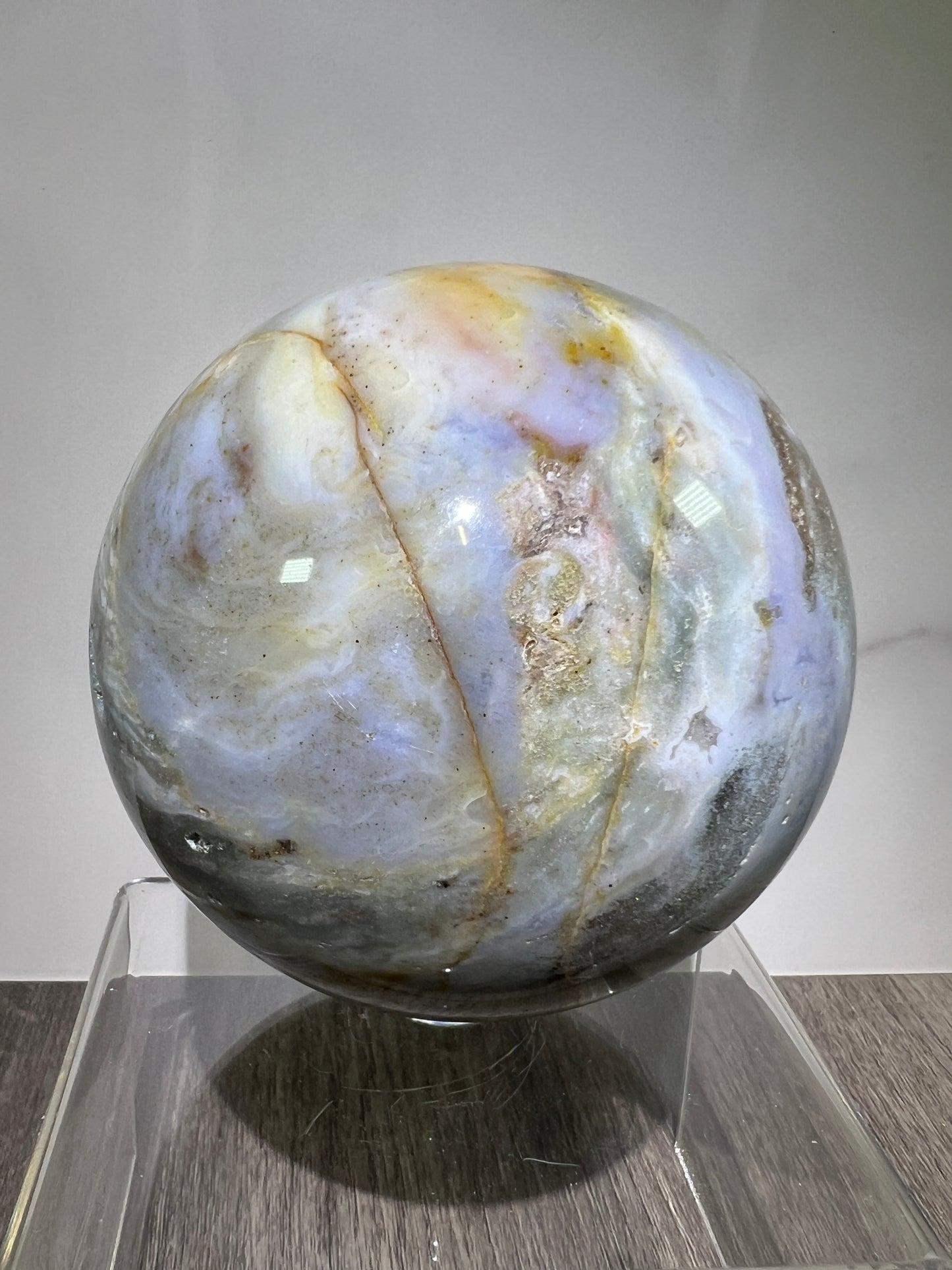 Ocean Jasper Sphere. 92mm. Large Pastel Display Crystal. Rare And Beautiful Colors!