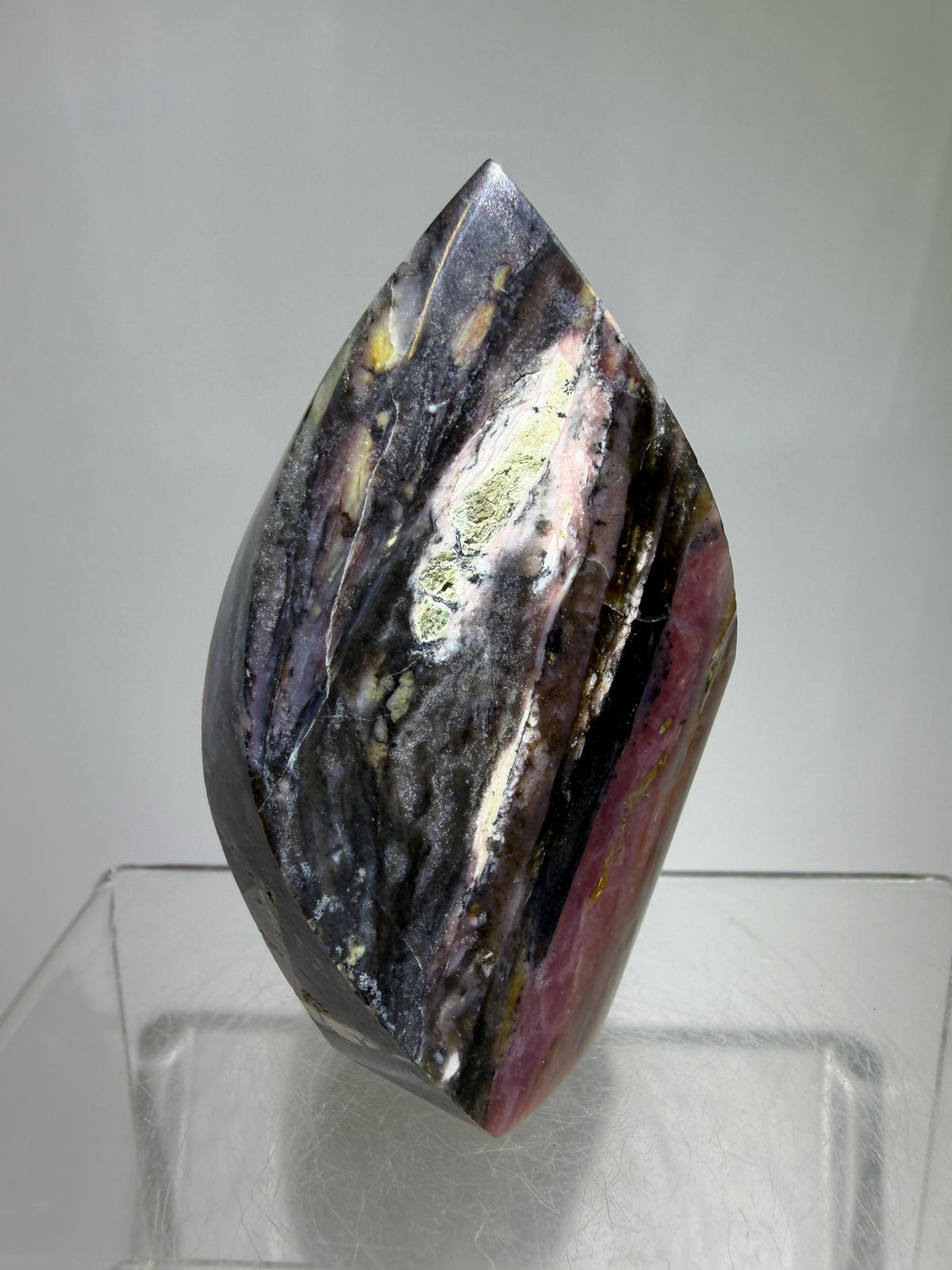 Strawberry Pink Opal Flame From Peru. Gorgeous Bright Colors And Patterns. Rare Display Crystal.