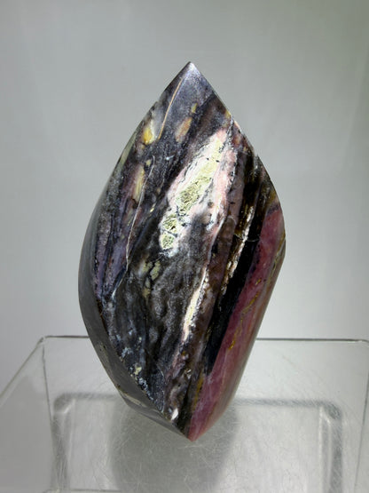 Strawberry Pink Opal Flame From Peru. Gorgeous Bright Colors And Patterns. Rare Display Crystal.