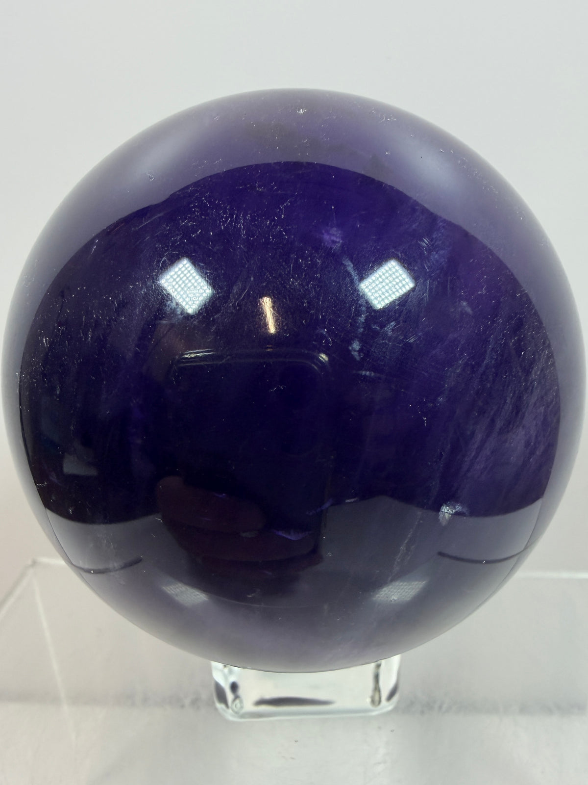 Purple Fluorite Sphere. 71mm. Stunning Purple Fluorite With Rainbows. Amazing Rare Color Display Sphere.