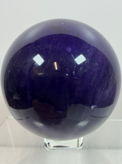 Purple Fluorite Sphere. 71mm. Stunning Purple Fluorite With Rainbows. Amazing Rare Color Display Sphere.