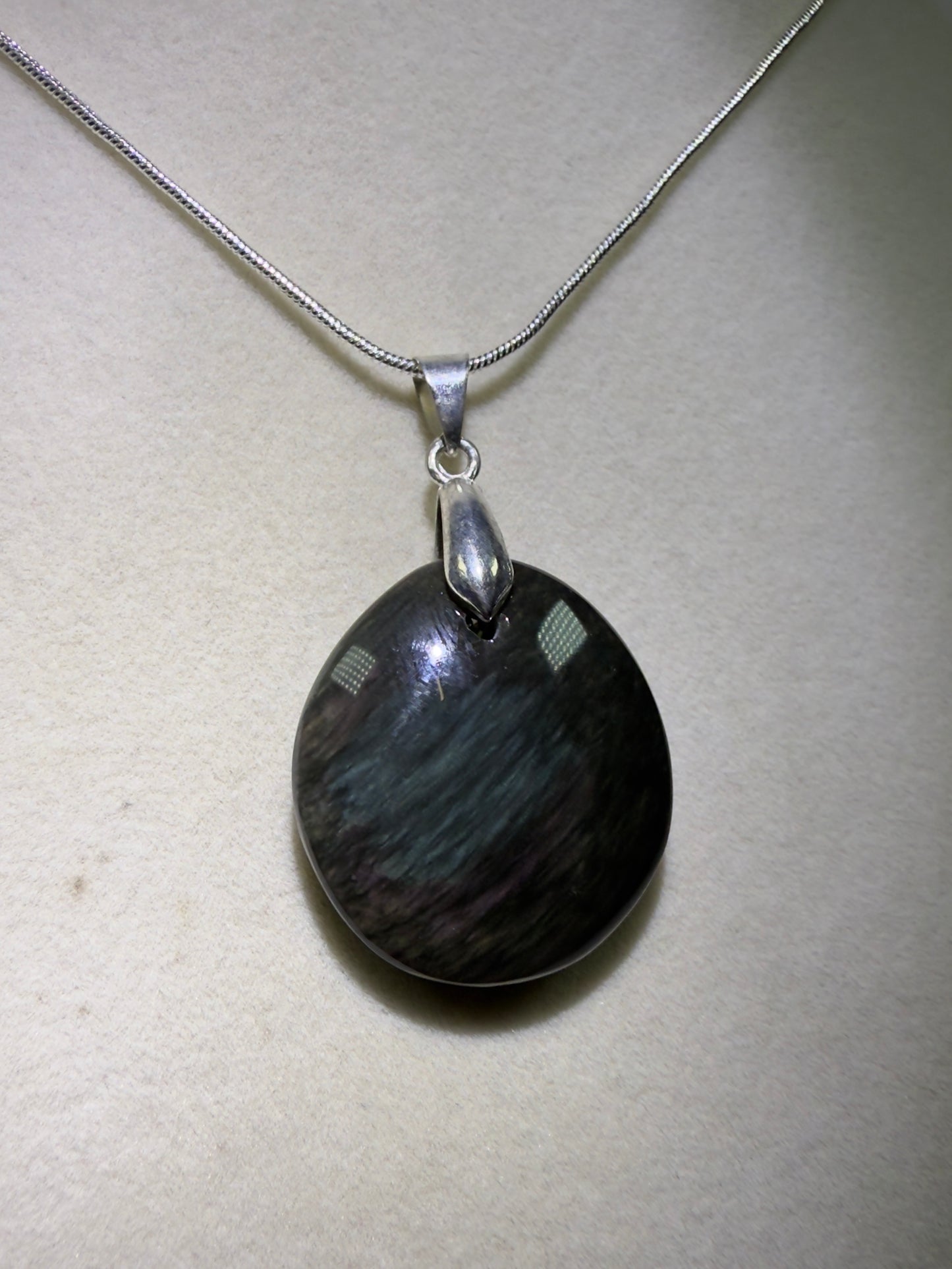 Velvet Obsidian Crystal Pendant. Rare Obsidian Cabochon. High Quality Jewelry