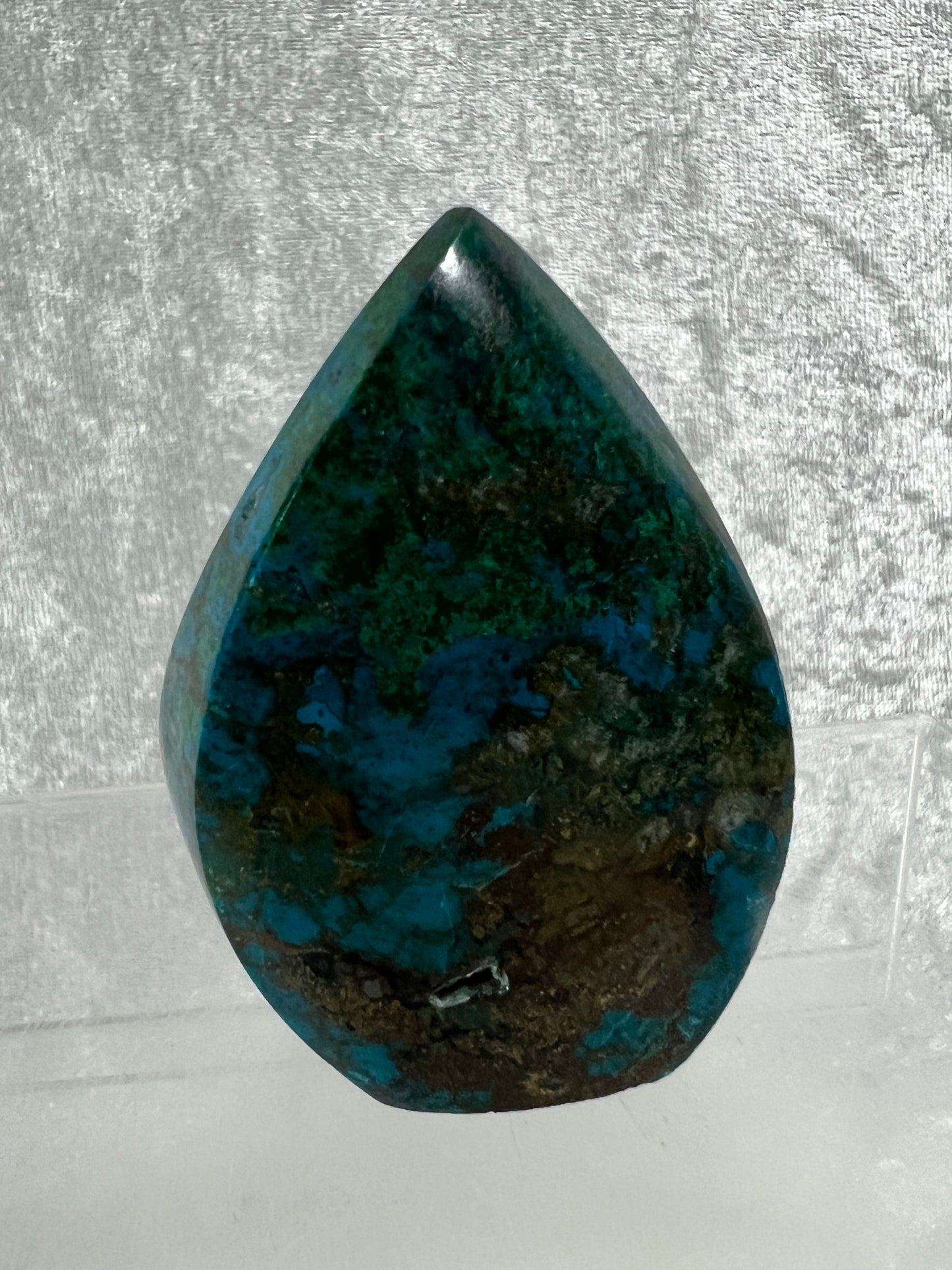 Chrysocolla Flame From Peru. Stunning Chrysocolla And Malachite Display Crystal. High Quality Flame With Gorgeous Colors.