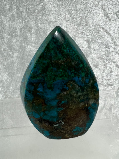 Chrysocolla Flame From Peru. Stunning Chrysocolla And Malachite Display Crystal. High Quality Flame With Gorgeous Colors.