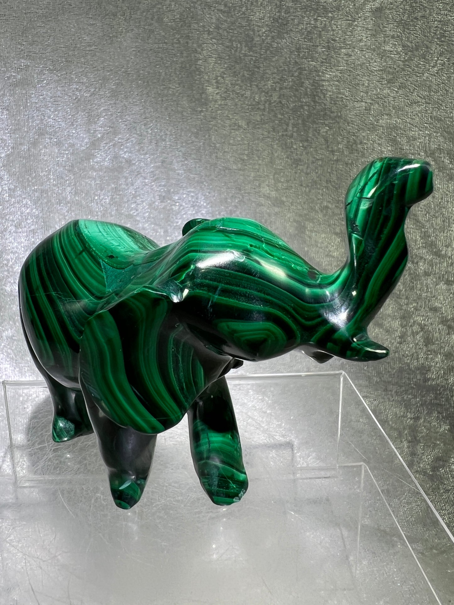 Malachite Elephant Carving From Africa. Amazing Piece Of Art For Your Collection