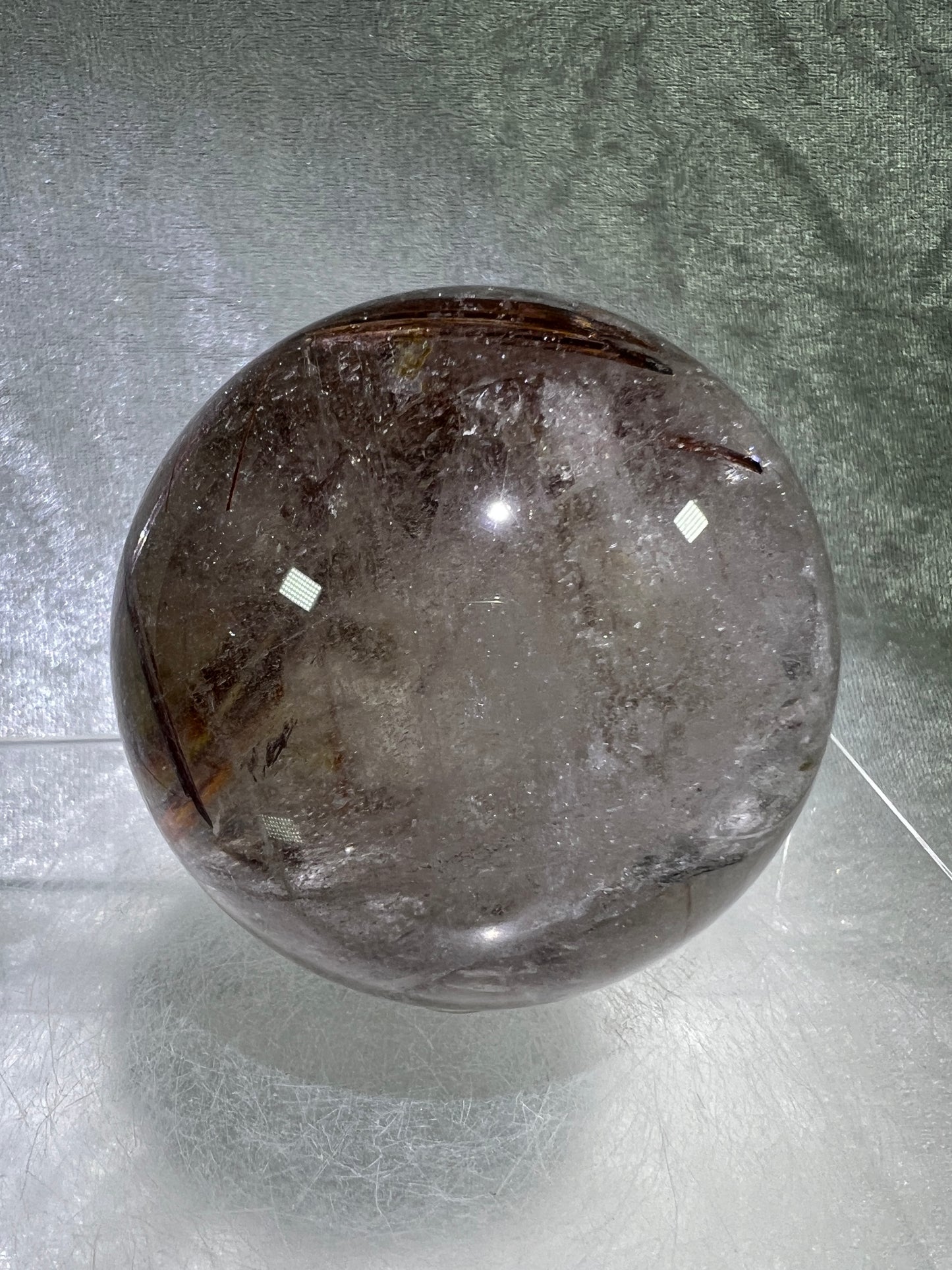Copper Rutile Quartz Sphere. 72mm. Gorgeous Rare Copper Rutilated Quartz. Stunning Display Sphere